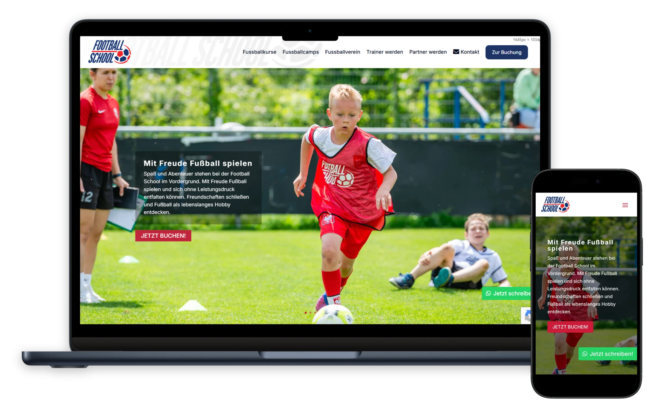 Football School Austria Website Mockup Laptop and mobile mockup showcasing the Football School Austria responsive website design