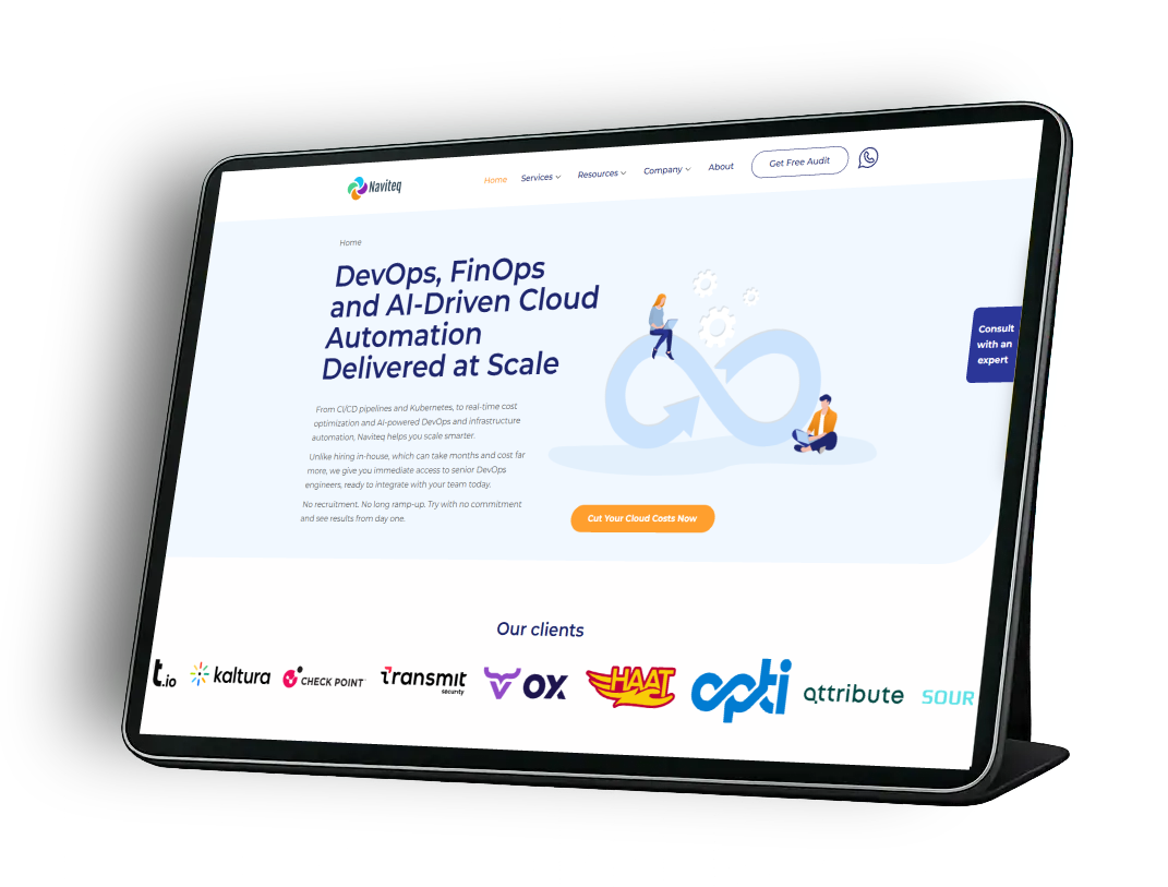 Naviteq Website Tablet Mockup Tablet mockup displaying the Naviteq cloud automation company website developed in WordPress