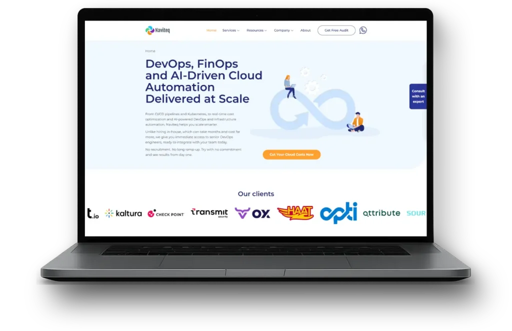 Naviteq cloud automation company website developed in WordPress